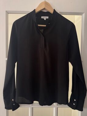 Calvin Klein Black Long-Sleeve Ruffle Cuff Blouse Size S